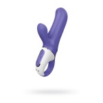 Фиолетовый вибратор Satisfyer Magic Bunny с клиторальным отростком - 17,6 см.