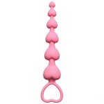 Розовая анальная цепочка Heart s Beads Pink - 18 см.